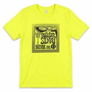 Ernie Ball Regular Slinky T-Shirt Mens XL Neon Yellow Graphic Tee USA